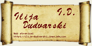 Ilija Dudvarski vizit kartica